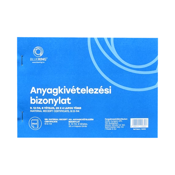 Készletkivételezési bizonylat A5, 25x4lapos 8 tételes B.12-114 Bluering®