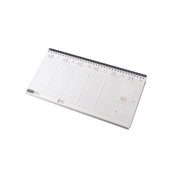 Asztali naptár 320mmx155mm, fehérlapok fekvő kék műbörrel borított tartóval Realsystem 2026.