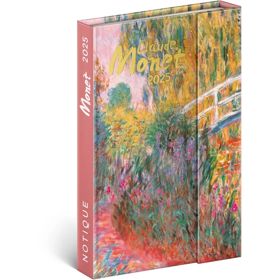 Határidőnapló mágnessel záródó, krémszínű lapokkal Claude Monet 110×160 mm, Presco