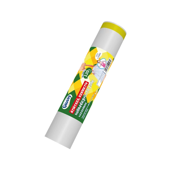 Szemeteszsák önzáró szalaggal 120 liter 60 x 100 cm 10 db/tekercs Glossy átlásztó