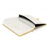 Kép 3/3 - Keménytáblás notesz vonalas krémszínű lapokkal leszorító gumiszalaggal Yellow 130x210mm, Presco